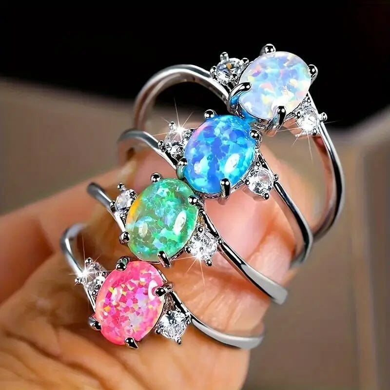 Exquisite Oval Artificial Opal Rings Rings - DailySale