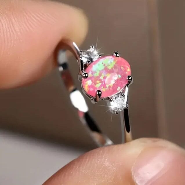 Exquisite Oval Artificial Opal Rings Rings Pink 6 - DailySale