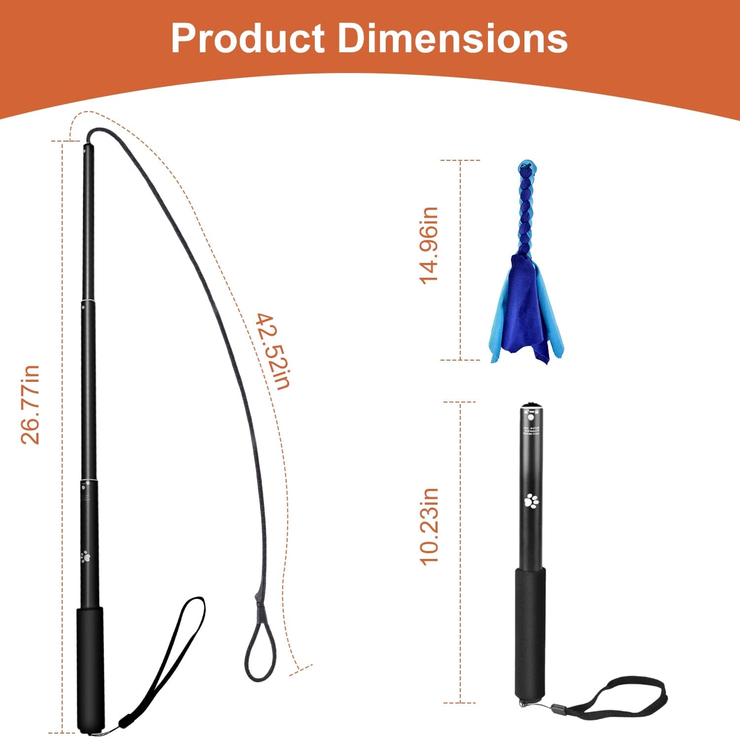 Extendable Dog Flirt Pole with 2 Replaceable Interactive Tail Toys Pet Supplies - DailySale