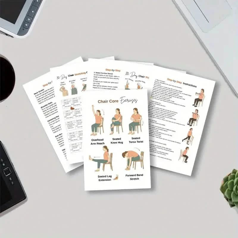 30-Day Chair Yoga Notebook | 15-Min Daily Workouts & Guide