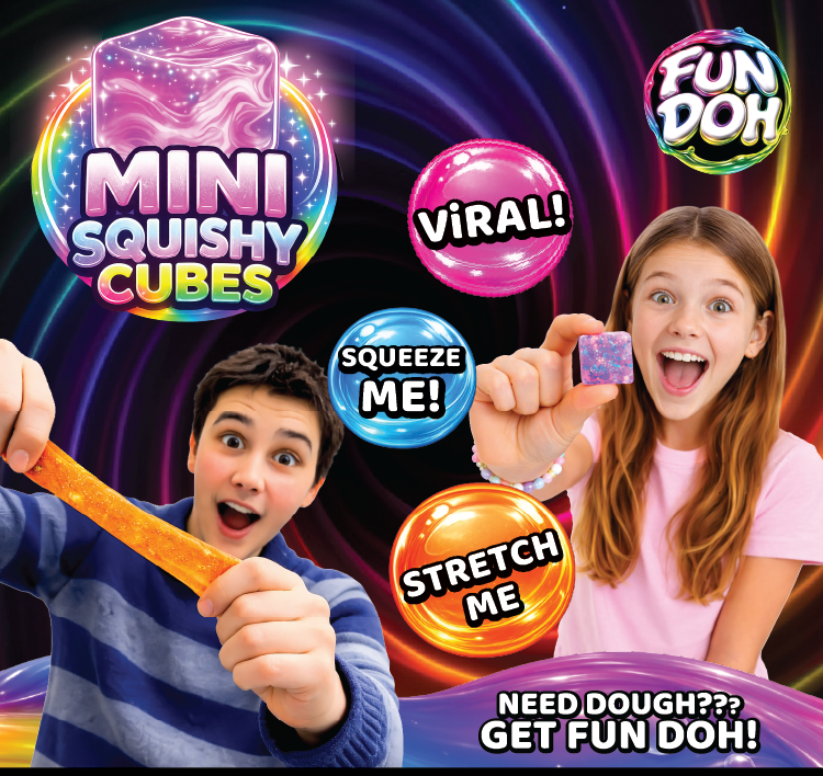 Fun Doh Mini Squishy Cubes 2-Pack Blind Bag Fidget Toy | Viral Sensory Squishies for Kids & Teens