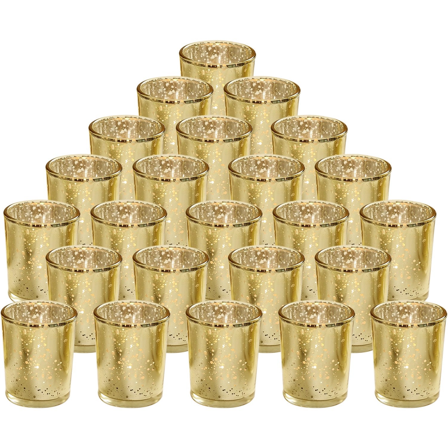 24-Pieces Gold Votive Tealights Candle Holder Mercury Glass