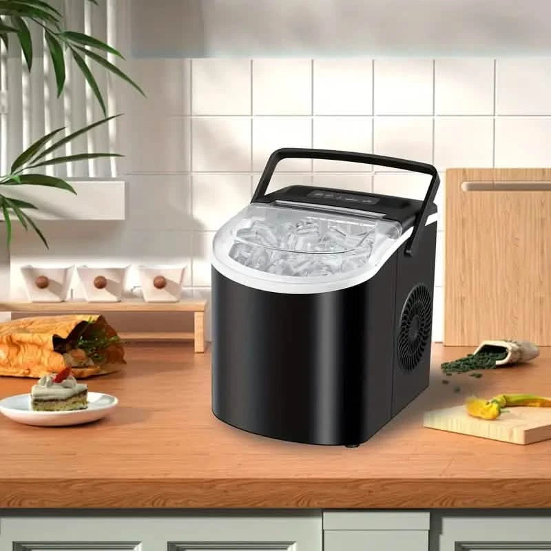 Countertop Portable Ice Maker – 26lb/24h, 9 Cubes/6min, Black