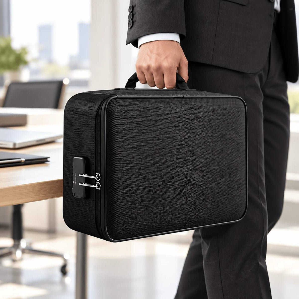 Case carried by the top handle