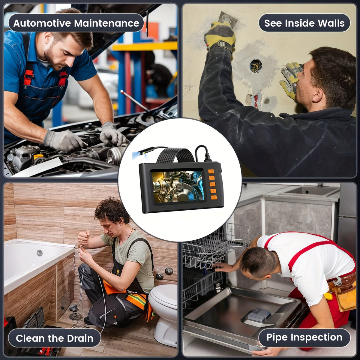 Uses: automotive maintenance, inside walls, drains and pipe inspection