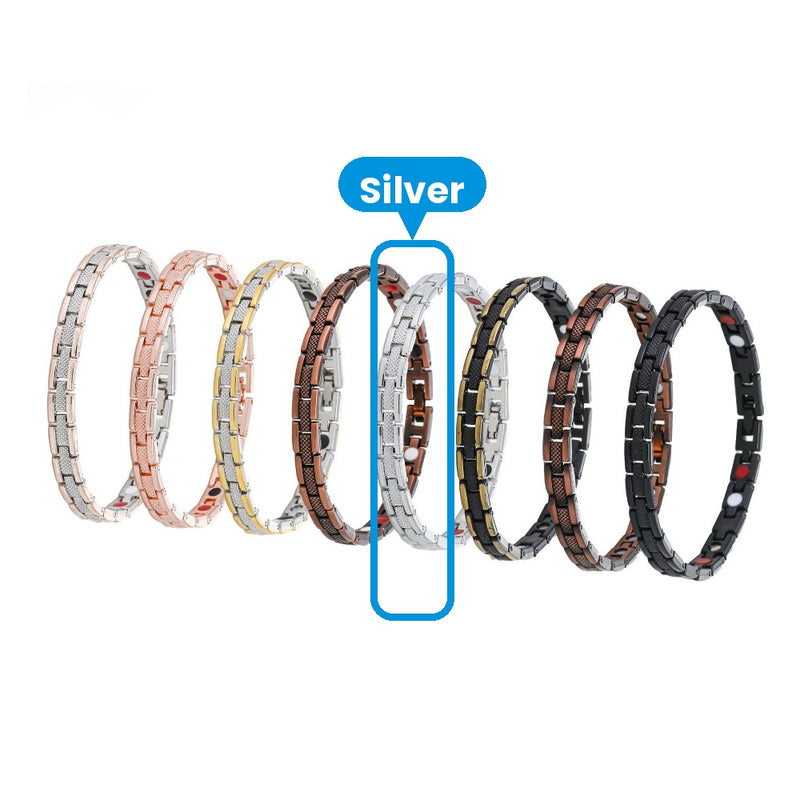 Silver magnetic link bracelet marked in the lineup