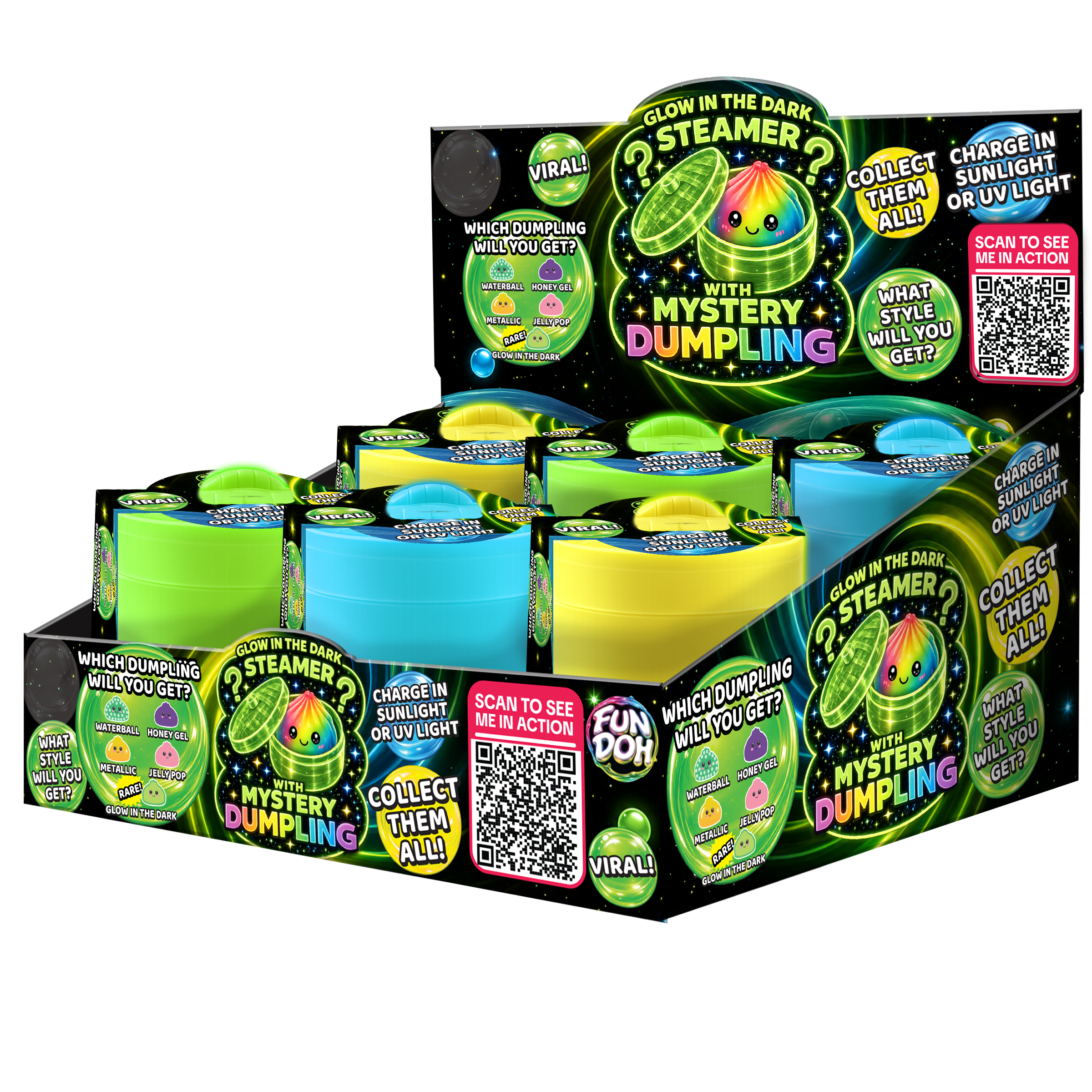 Fun Doh Glow-in-the-Dark Mystery Streamer Dumpling Squishy – Color Capsule