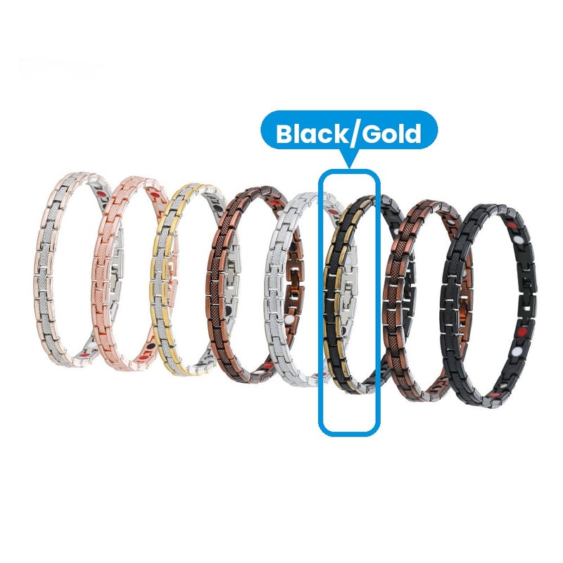 Black/Gold magnetic link bracelet marked in the lineup