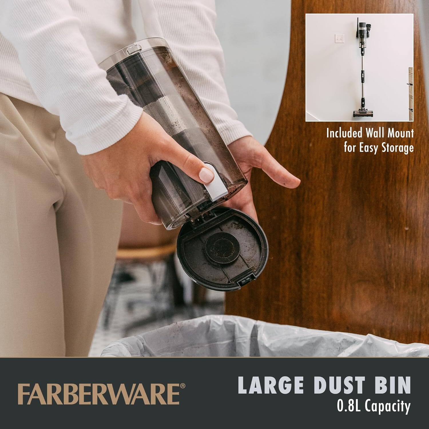 Farberware Cordless Platinum Stick Vacuum Cleaner, Smart Sensor Technology for Carpet and Hard Floors, Bendable Design, Converts to Handheld Vacuum Household Appliances - DailySale