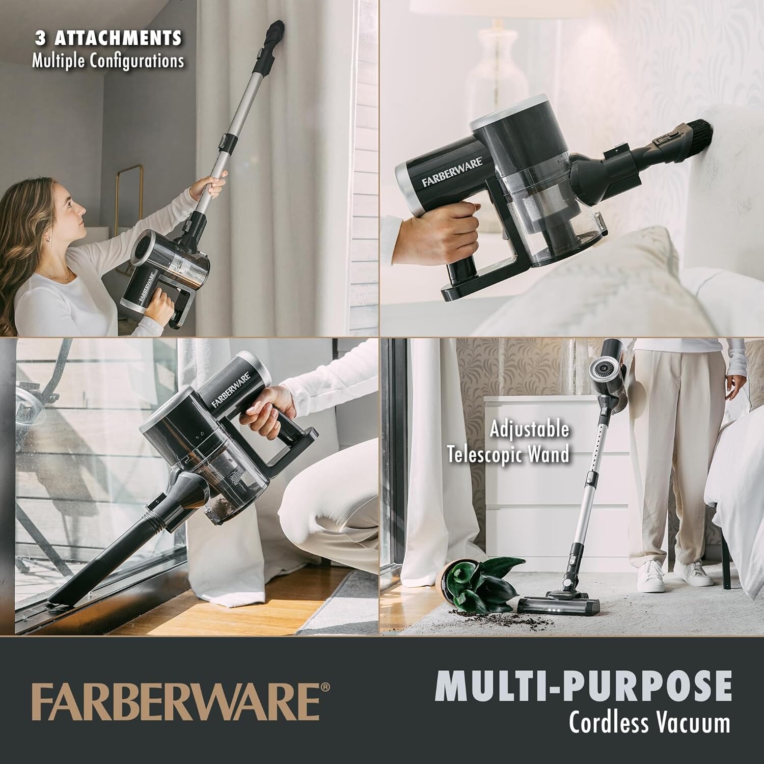 Farberware Cordless Pro Stick Vacuum Cleaner, Powerful Suction with 2 Speeds for Carpet and Hard Floors, Converts to Handheld Vacuum Household Appliances - DailySale