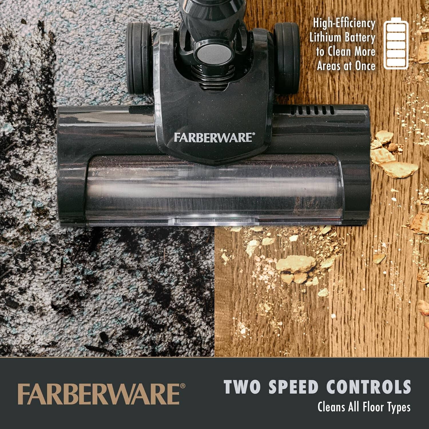 Farberware Cordless Pro Stick Vacuum Cleaner, Powerful Suction with 2 Speeds for Carpet and Hard Floors, Converts to Handheld Vacuum Household Appliances - DailySale