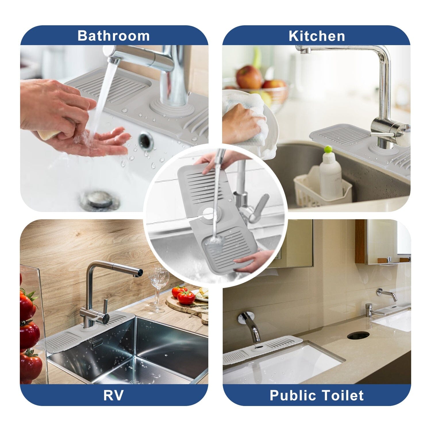 Faucet Splash Mat Sink Tray Water Drainage Pad Sponge Soap Holder Kitchen Tools & Gadgets - DailySale