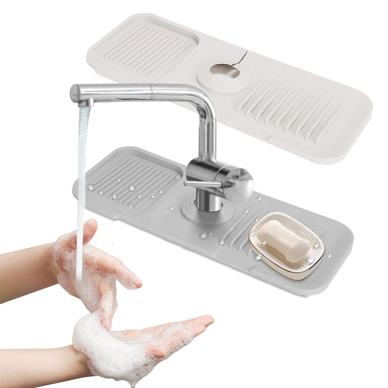 Faucet Splash Mat Sink Tray Water Drainage Pad Sponge Soap Holder