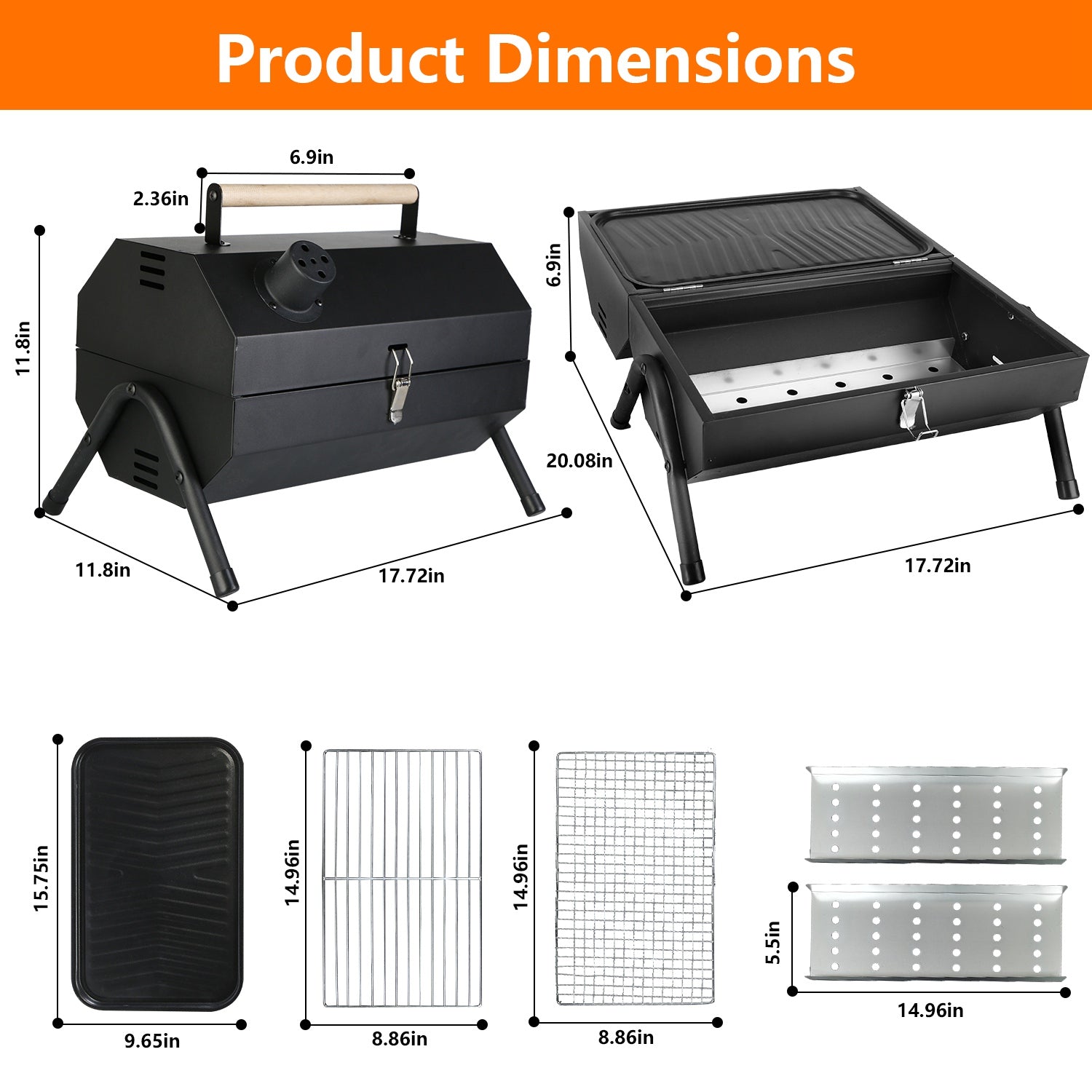 Portable Charcoal Two Sides Folding BBQ Grill