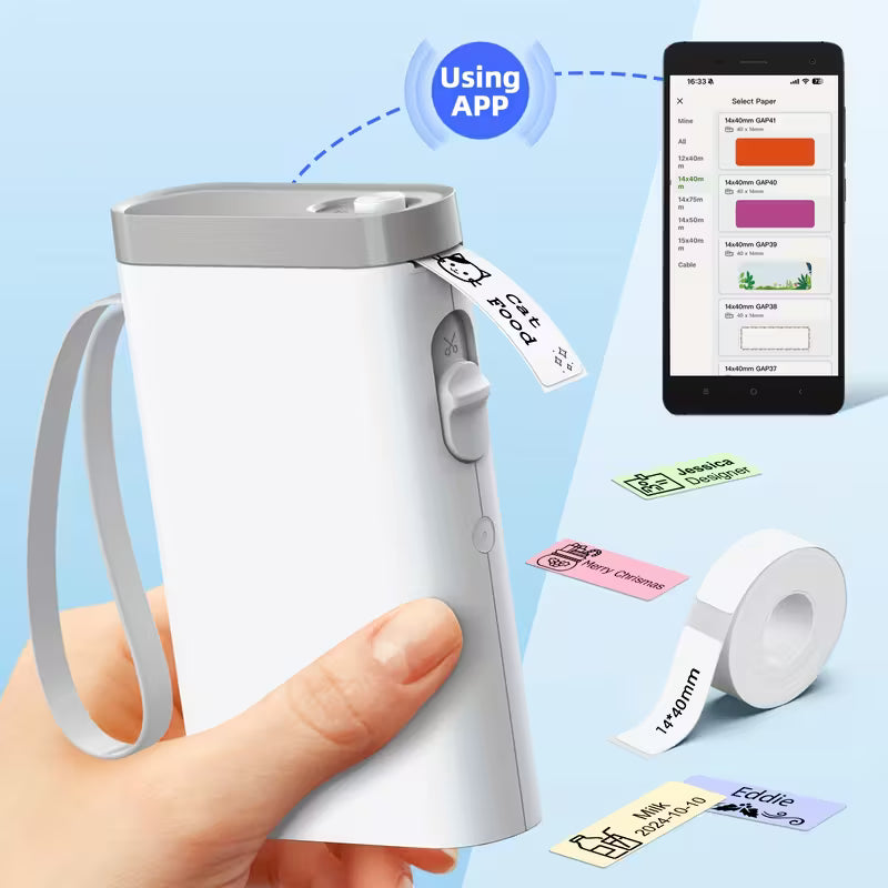 P21 Wireless Thermal Label Maker – Portable USB Printer with Paper Roll, Rechargeable & Ink-Free