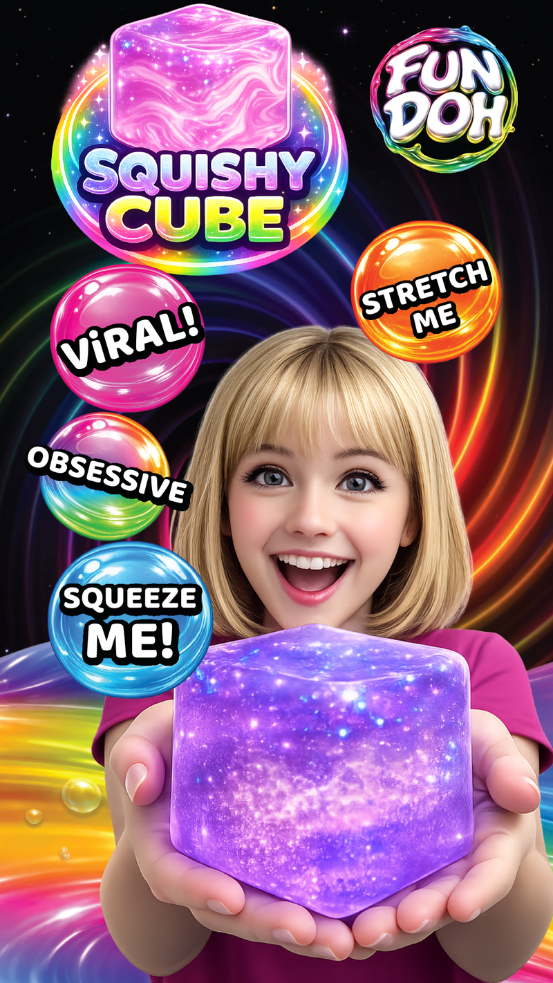 Fun Doh Squishy Sparkle Cube Fidget Toy – Viral Sensory Squish Toy
