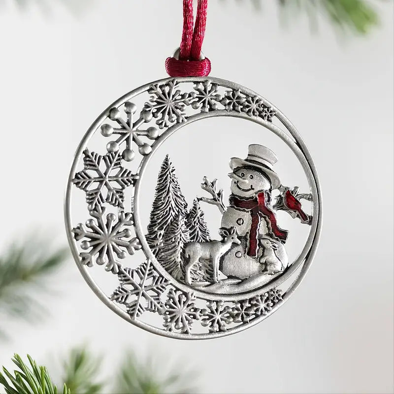 Festive Christmas Tree Pendant - Metal Hanging Ornament for Scene Decor Holiday Decor & Apparel Snowman - DailySale