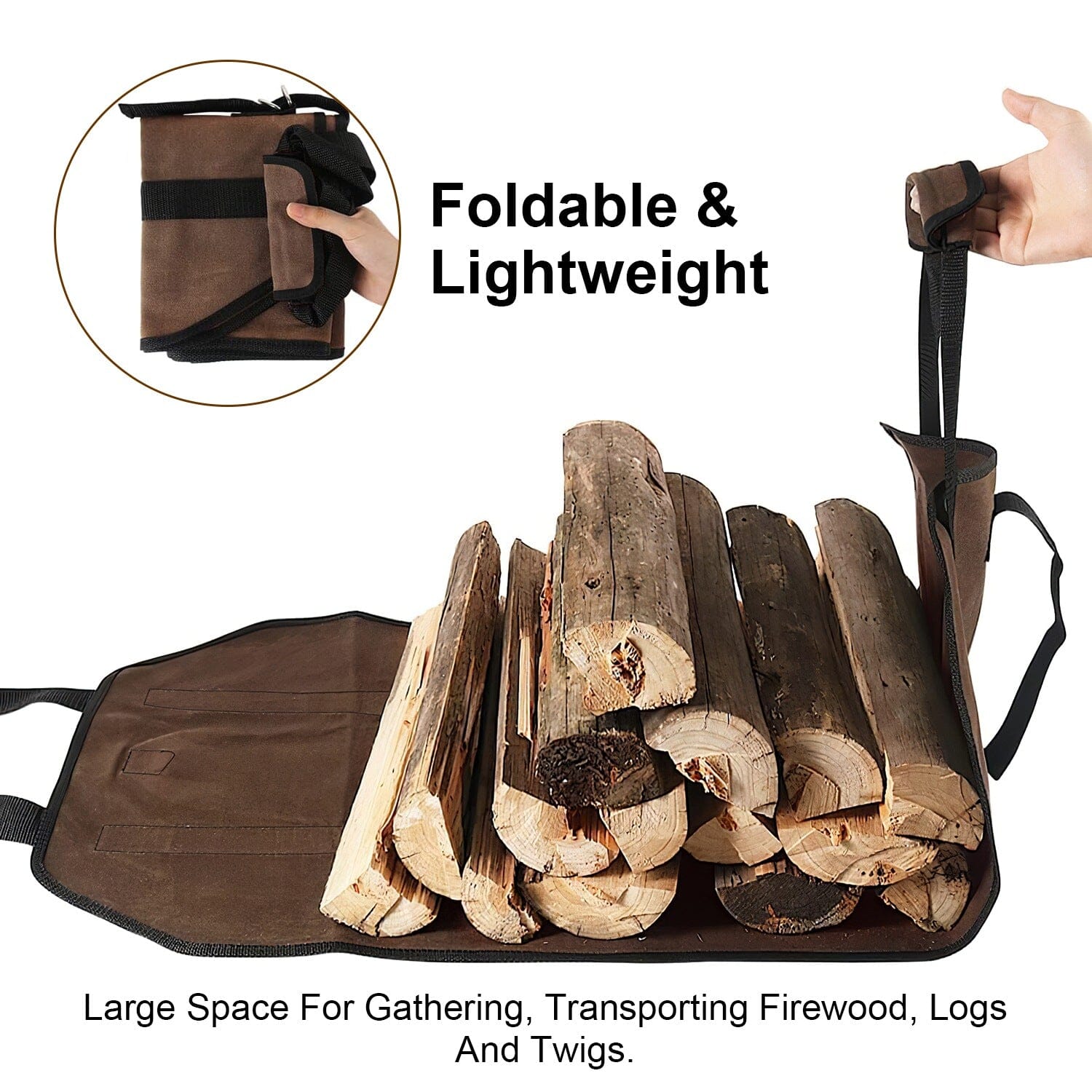 Firewood Carrier Bag with Handle Sports & Outdoors - DailySale