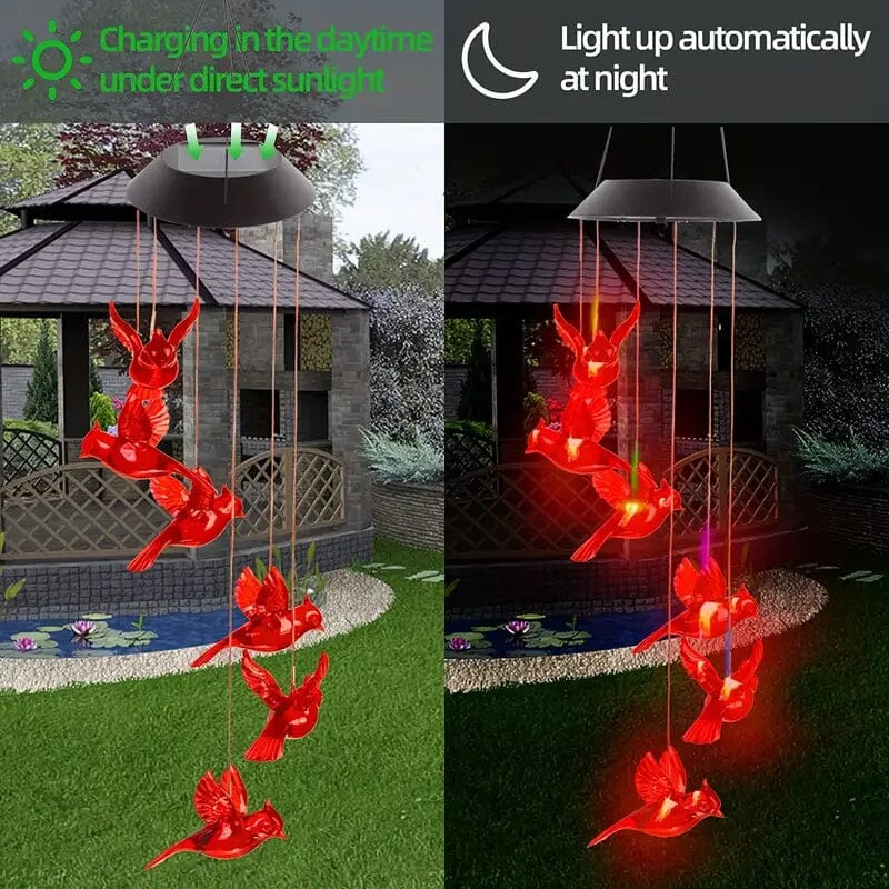 Flaming Bird Wind Chime Solar Lights String & Fairy Lights - DailySale