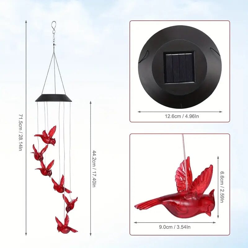 Flaming Bird Wind Chime Solar Lights String & Fairy Lights - DailySale