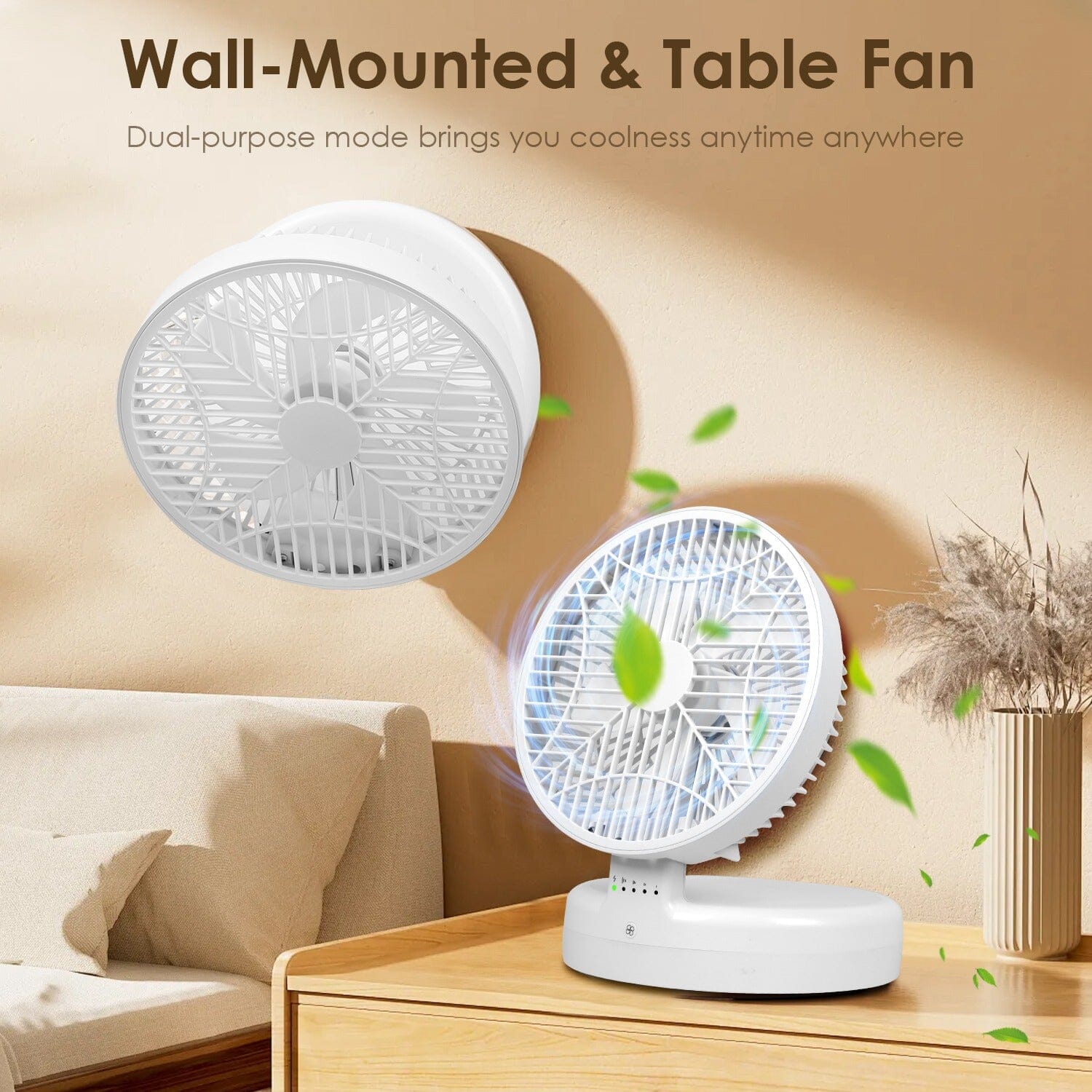 Foldable Desk Fan with 4 Wind Speeds Type-C Rechargeable Wall-Mounted Household Appliances - DailySale