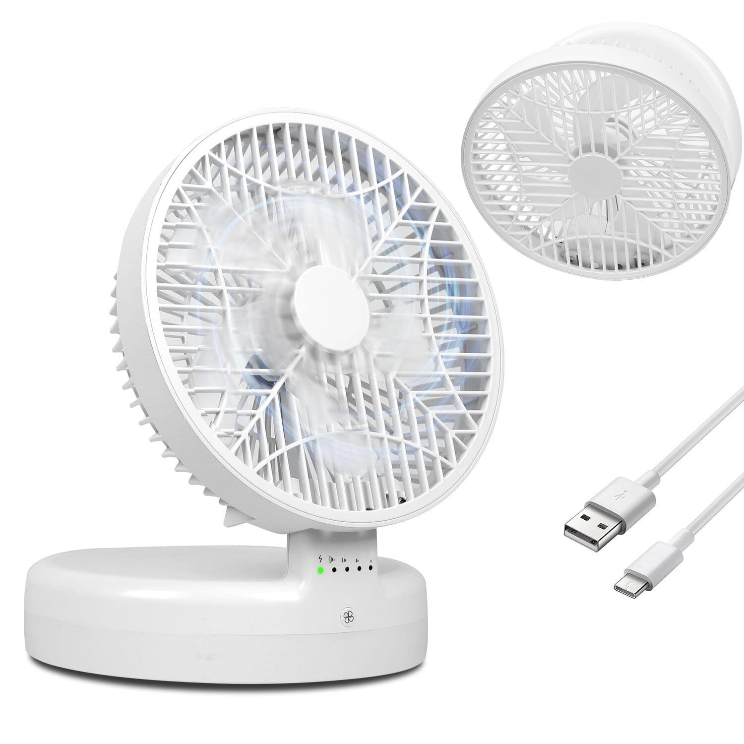 Foldable Desk Fan with 4 Wind Speeds Type-C Rechargeable Wall-Mounted Household Appliances - DailySale