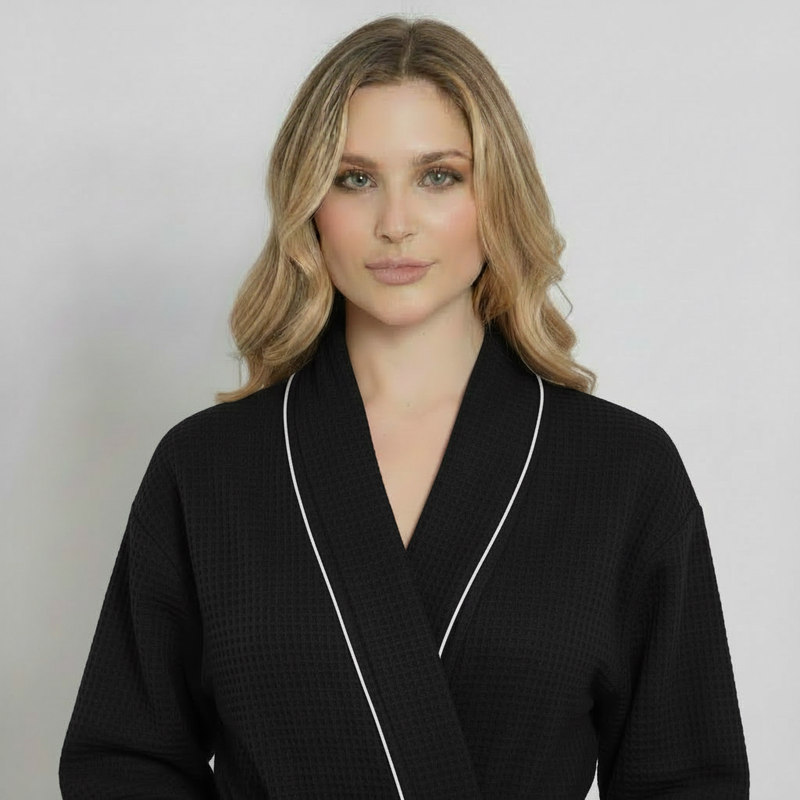 Knee-Length Waffle Robe for Women