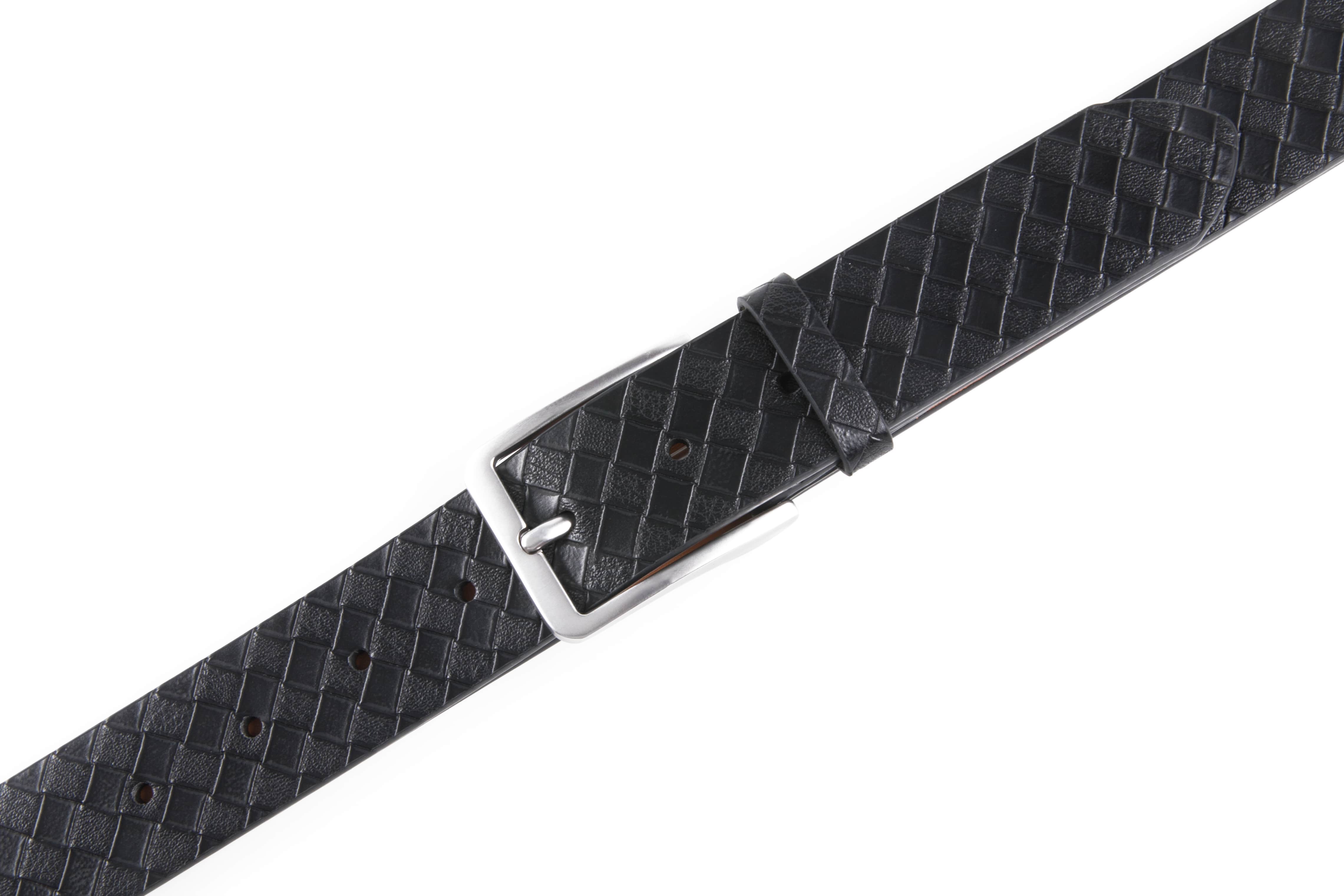 Genuine Split Leather Belt for Men – Brushed Buckle, 1.3" Strap