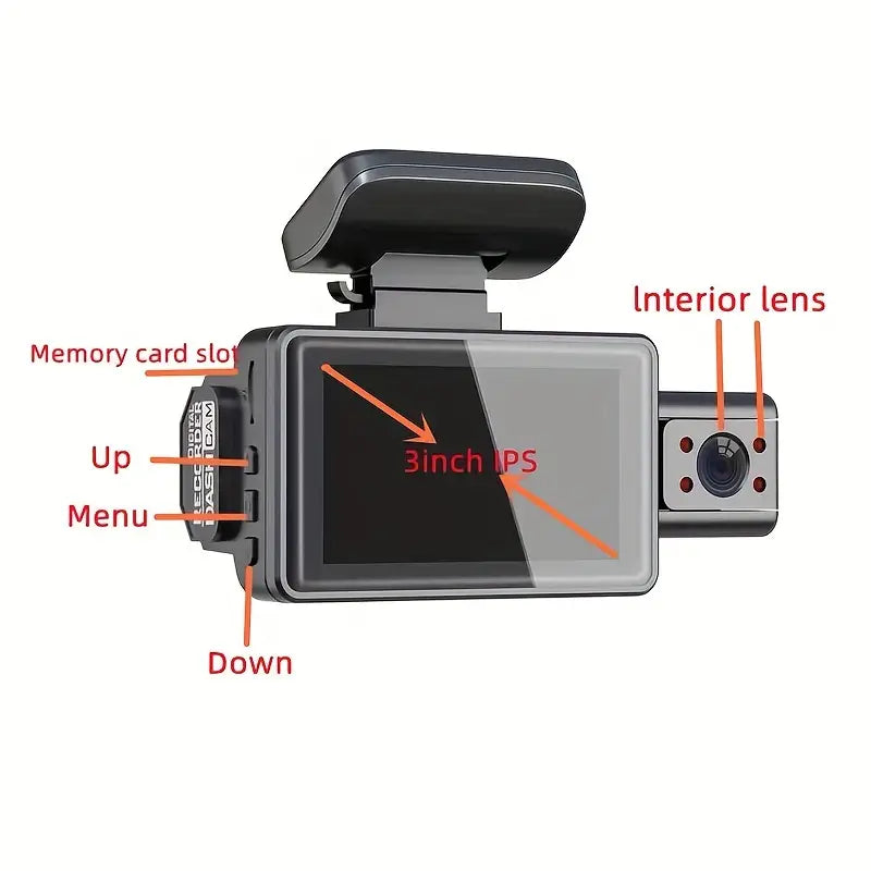 Full HD 1080P Dual Car Dash Cam Night Vision with Front and Inside view Automotive - DailySale