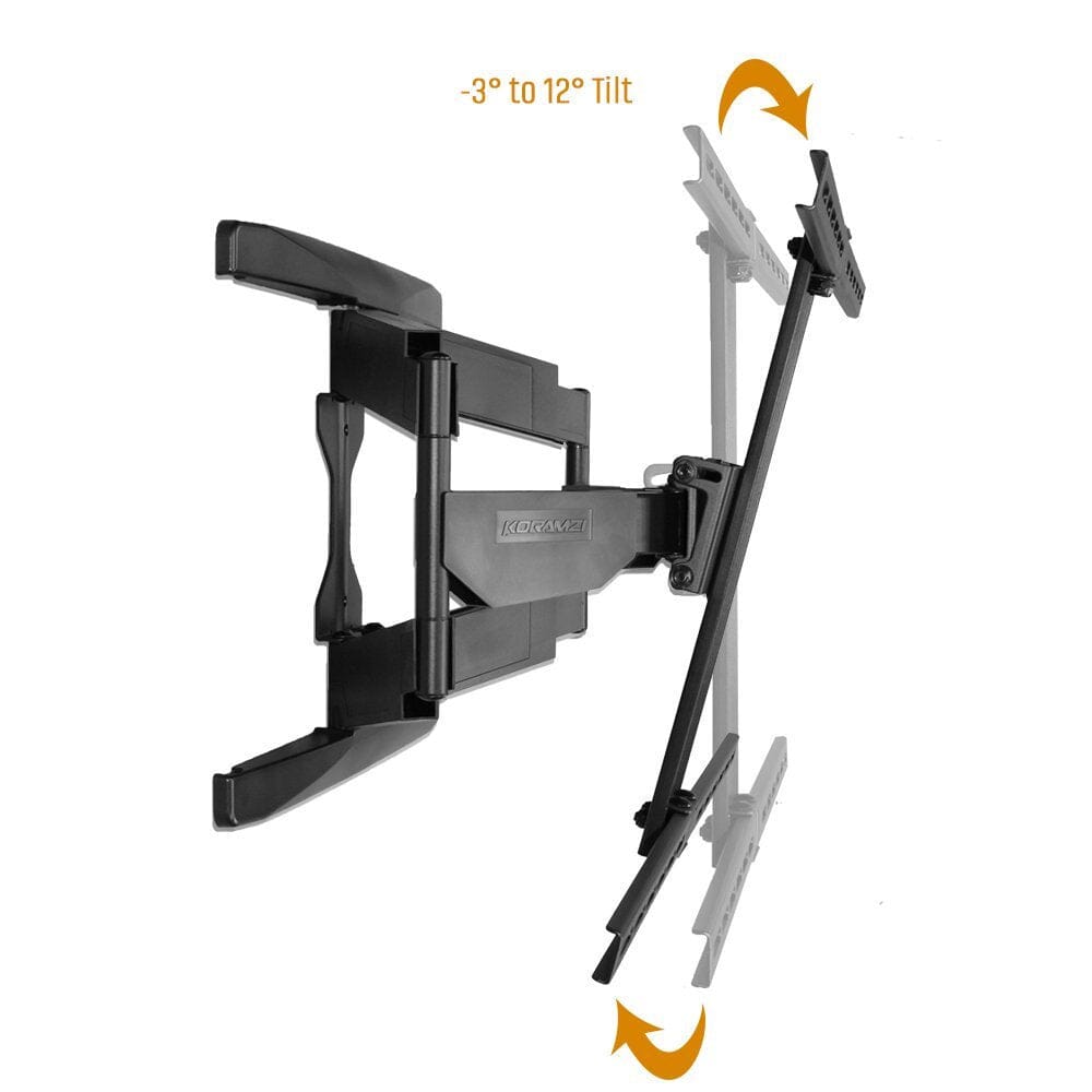 Full motion Articulating TV Wall Mount/ TV Bracket for Curved & Flat Panel TV, Fits 32 to 80" TVs 600X400 VESA Inc 10ft HDMI Cable and Bubble Level- Koramzi KWM3664AT-PRO TV & Video - DailySale