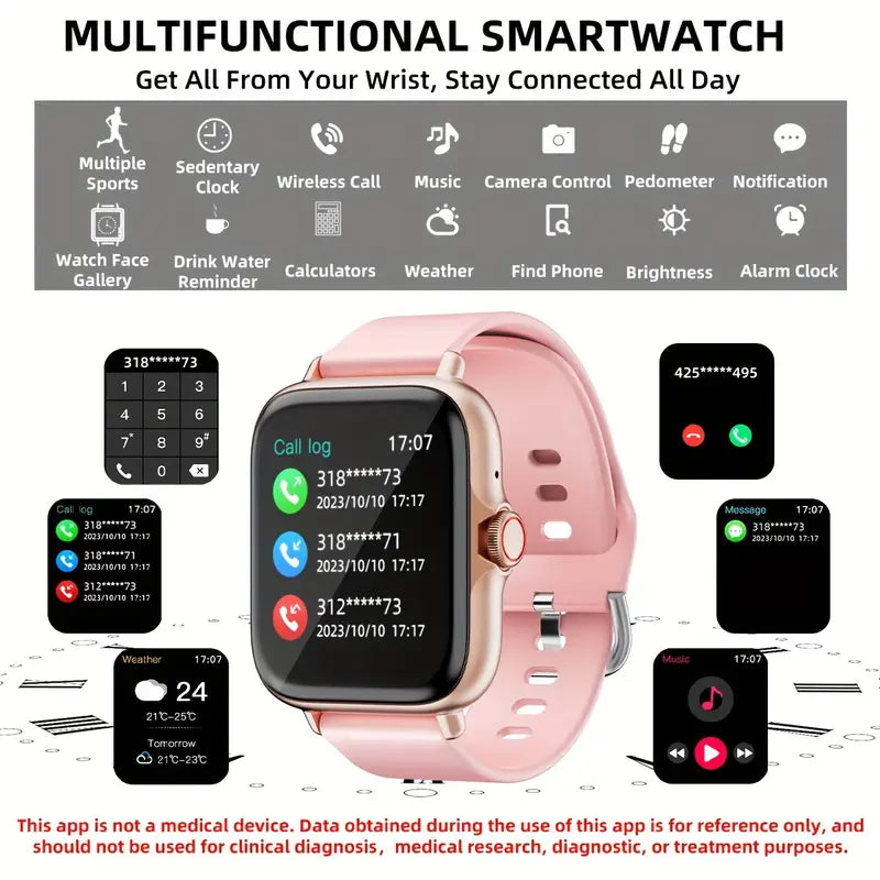 Full Touch Screen Smart Watch with Activity Tracker, Call & Message Functions, Pedometer & More Smart Watches - DailySale