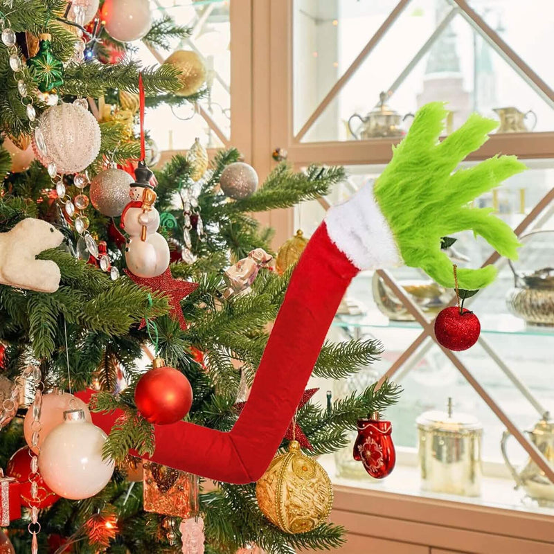 Furry Green Monster Elf Arms Hand for Christmas Tree Ornaments Holiday Decor & Apparel - DailySale