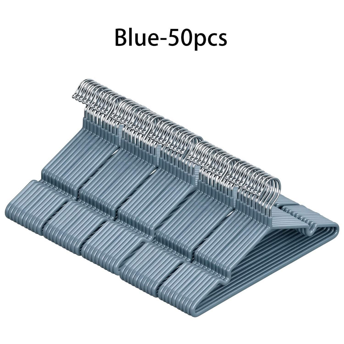 50 blue non-slip coated metal clothes hangers