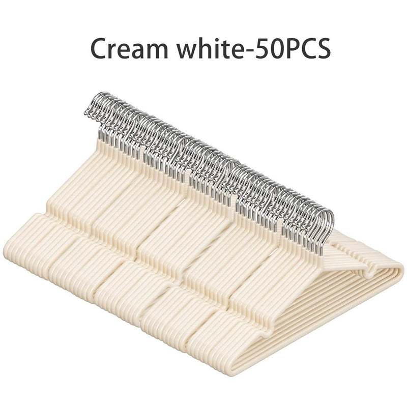 50 cream white non-slip coated metal clothes hangers