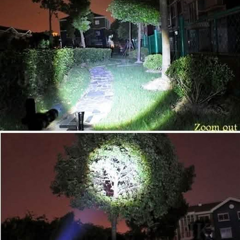 XML2-T6 rechargeable LED flashlight beam at full zoom