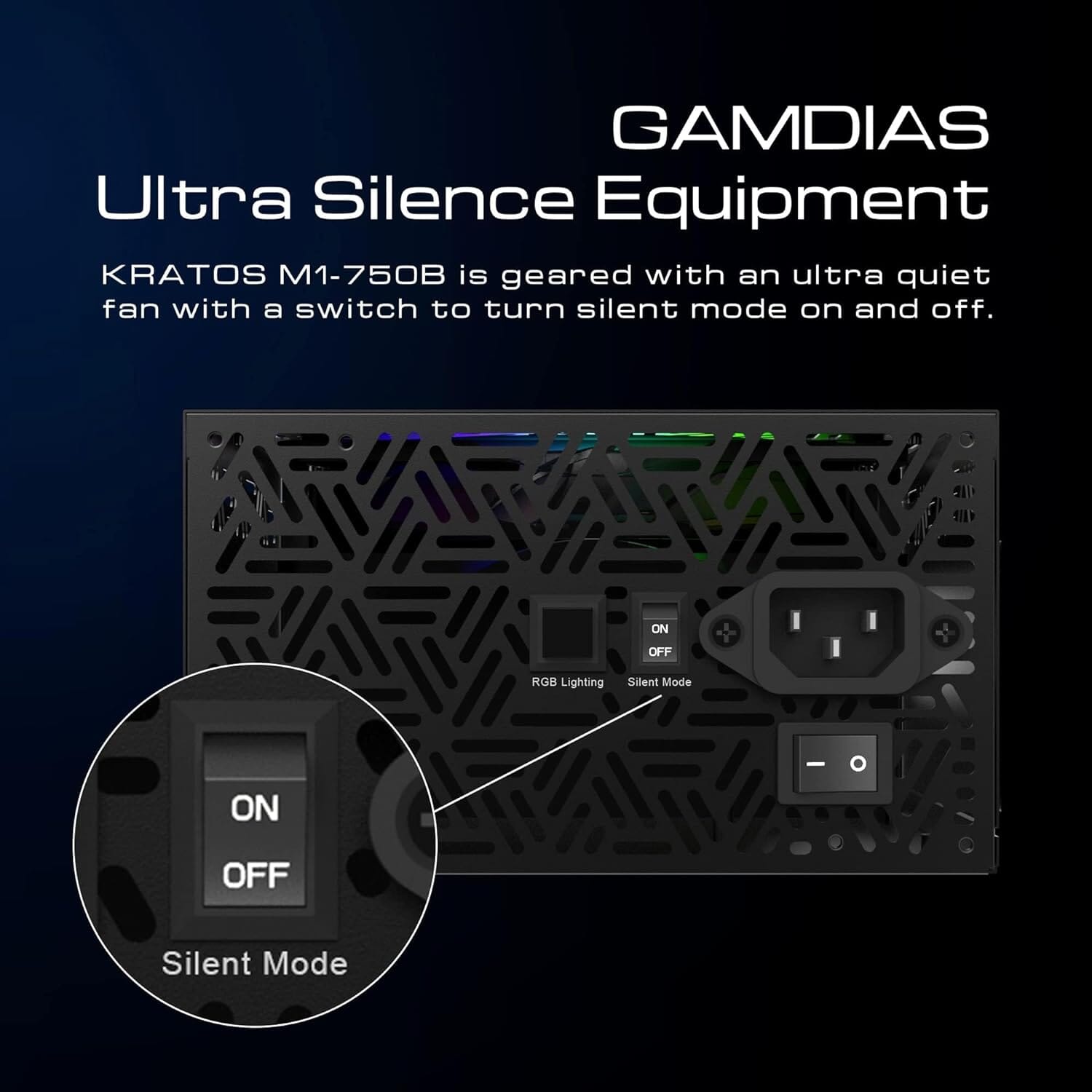 GAMDIAS RGB Gaming PC Power Supply 750W 750 Watt PSU Kratos M1-750B Computer Accessories - DailySale