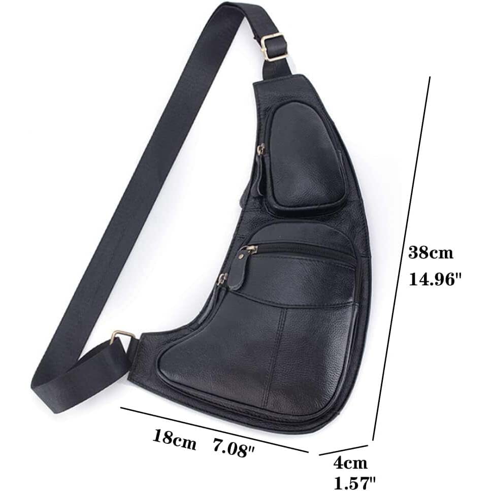 Genuine Leather Chest Bag For Men Men Leather Shoulder Bag Personality Messenger Bag Casual Bag Handbags & Wallets - DailySale