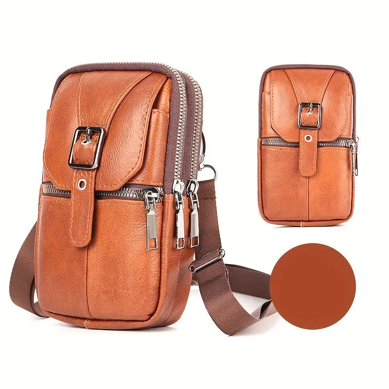 Genuine Leather Multifunctional Cell Phone Bag Bags & Travel Brown - DailySale