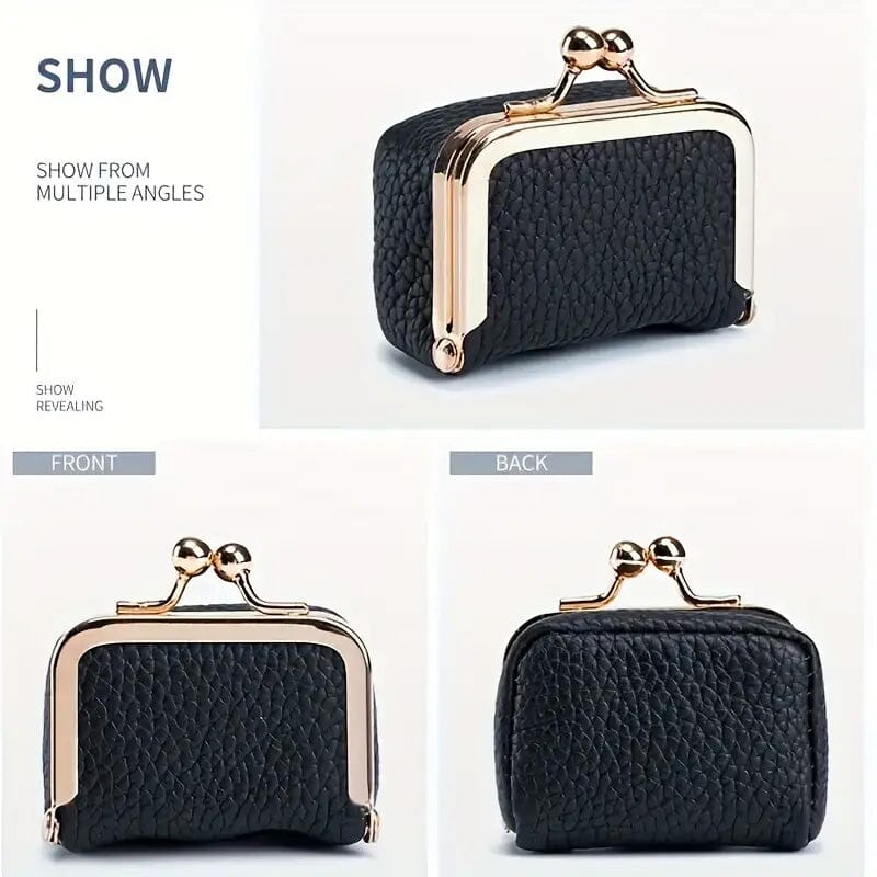 Genuine Leather Vintage-Inspired Coin Purse with Kiss Lock Handbags & Wallets - DailySale