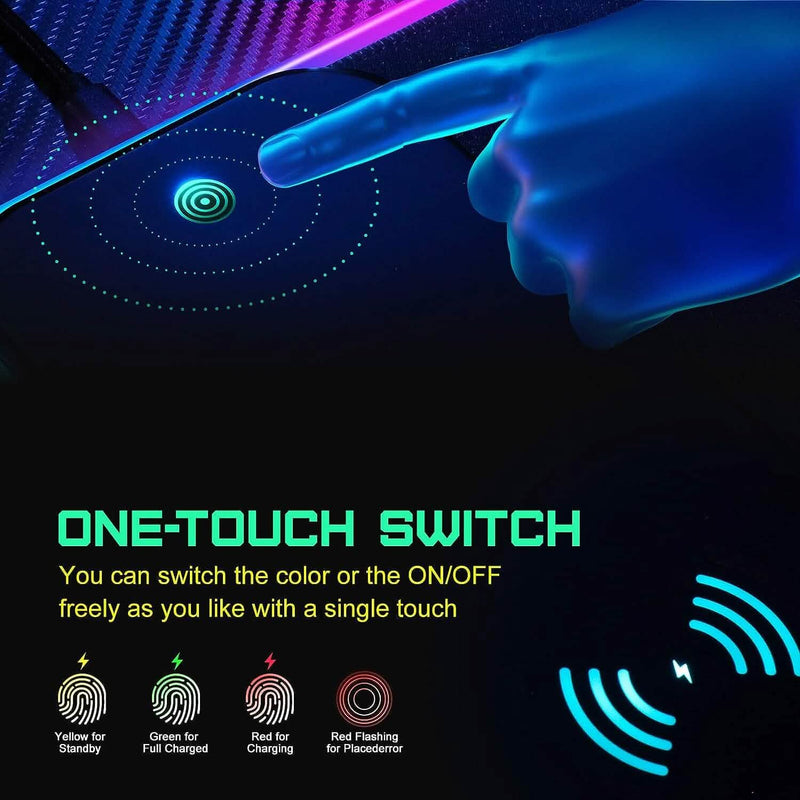 GIM Wireless Charging RGB Gaming Mouse Pad 10W Computer Accessories - DailySale