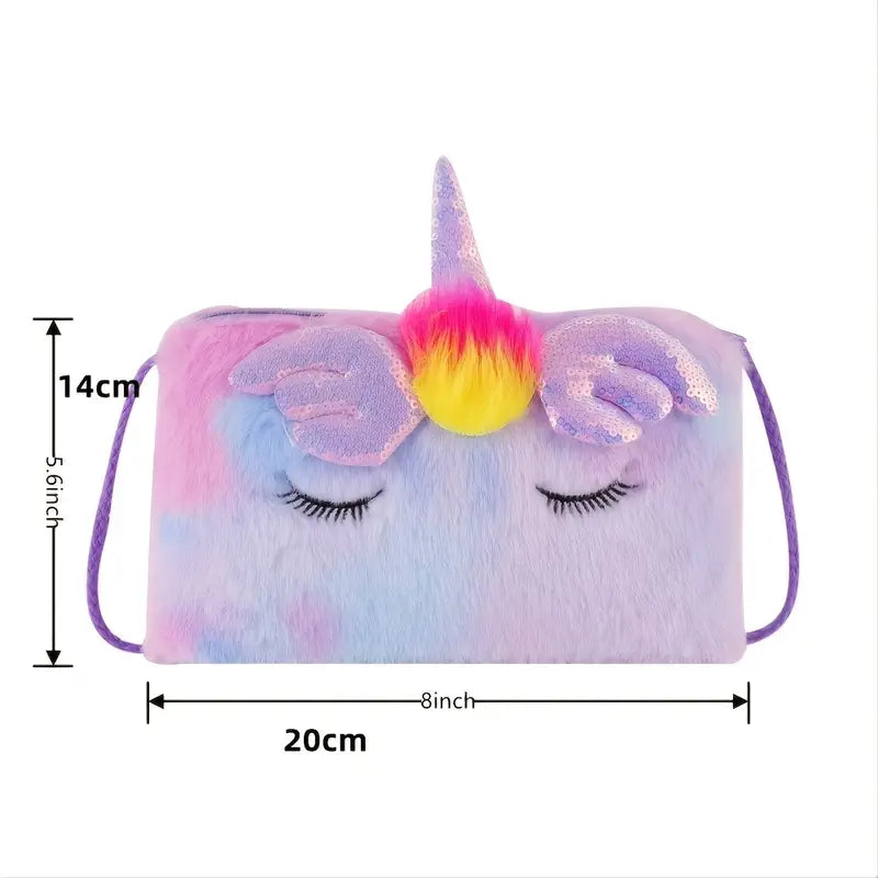 Girls Cute Sequin Plush Unicorn Tie Dye Bag Bags & Travel - DailySale