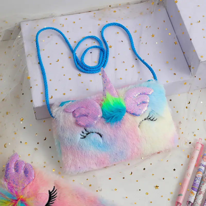 Girls Cute Sequin Plush Unicorn Tie Dye Bag Bags & Travel - DailySale