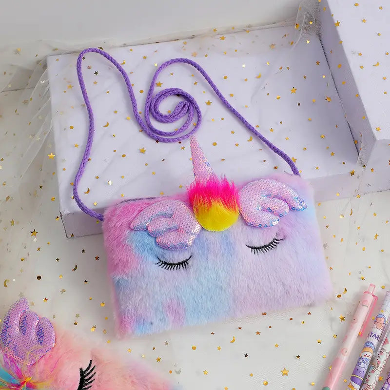 Girls Cute Sequin Plush Unicorn Tie Dye Bag Bags & Travel - DailySale
