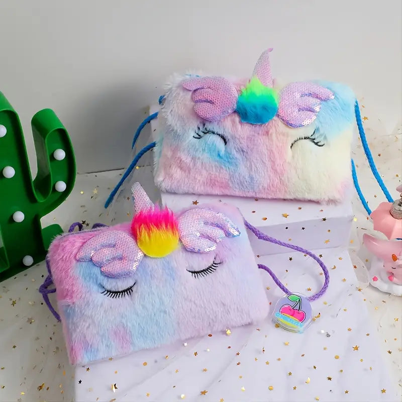 Girls Cute Sequin Plush Unicorn Tie Dye Bag Bags & Travel - DailySale