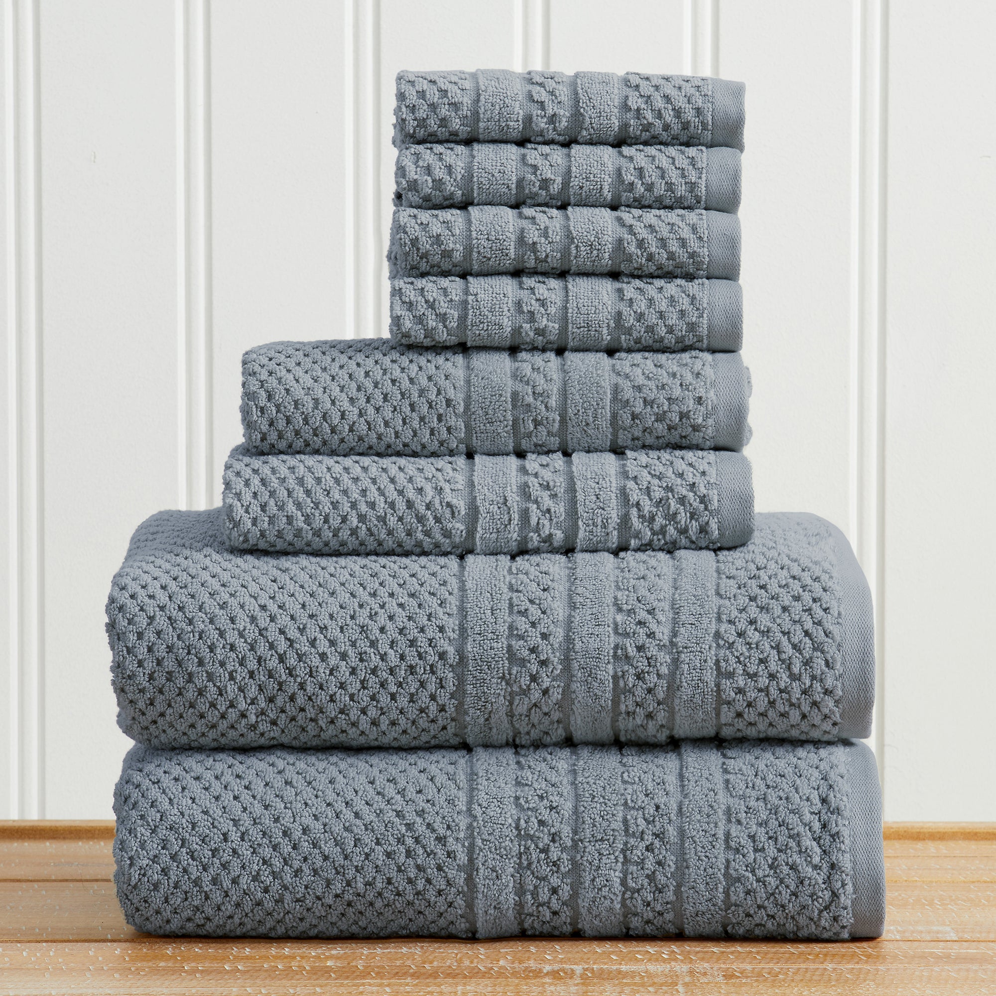 100% Cotton Checkered Jacquard Bath Towel Set - Giuliana Collection