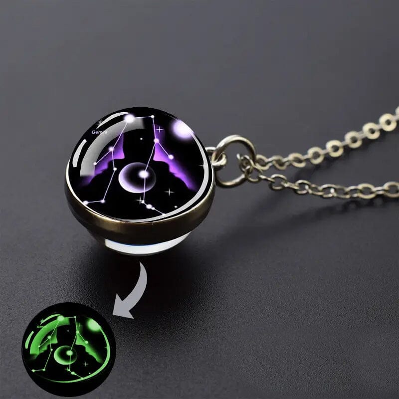 Glow-in-the-Dark Zodiac Pendant Necklace Necklaces Gemini - DailySale