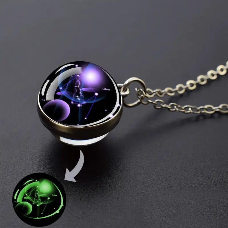 Glow-in-the-Dark Zodiac Pendant Necklace Necklaces Libra - DailySale