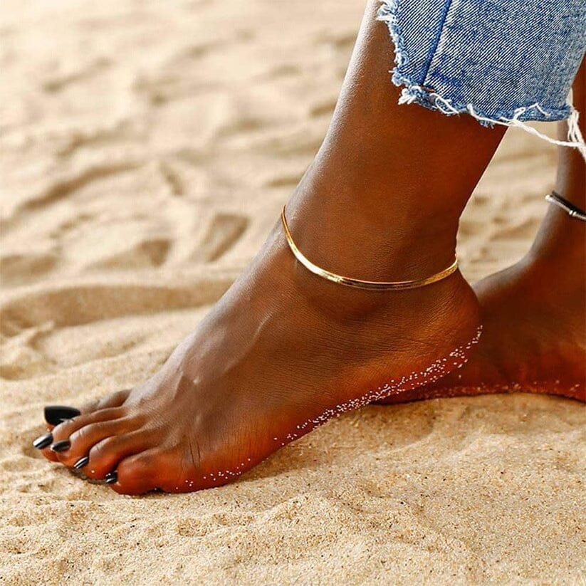 Gold Magic Herringbone Flat Anklet Bracelets - DailySale