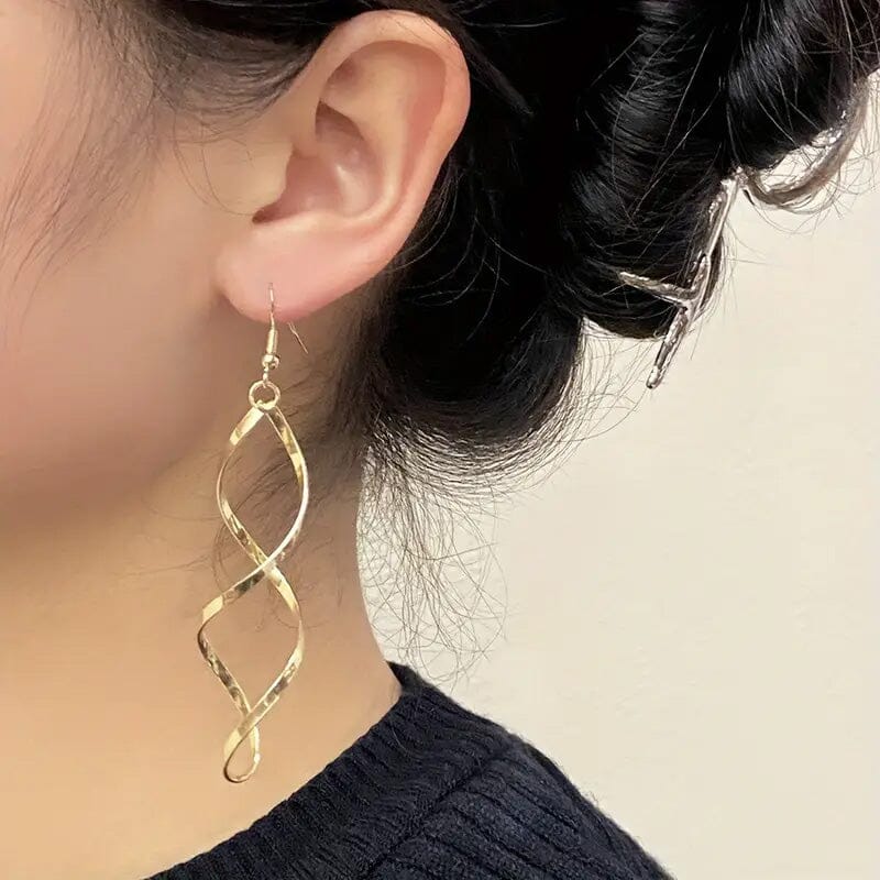 Golden Spiral Design Dangle Earrings Earrings - DailySale