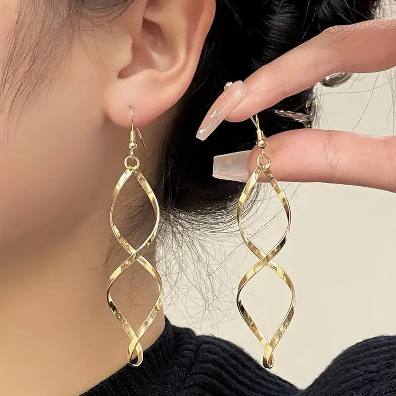 Golden Spiral Design Dangle Earrings Earrings - DailySale